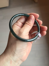 Load image into Gallery viewer, 59.5mm Certified Type A 100% Natural dark green/blue/gray Guatemala slim round cut Jadeite bangle BP200-5524
