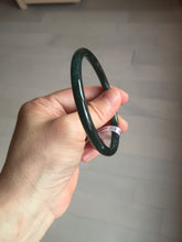 Load image into Gallery viewer, 59.5mm Certified Type A 100% Natural dark green/blue/gray Guatemala slim round cut Jadeite bangle BP200-5524
