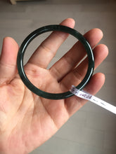 Load image into Gallery viewer, 59.5mm Certified Type A 100% Natural dark green/blue/gray Guatemala slim round cut Jadeite bangle BP200-5524