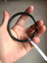 Load image into Gallery viewer, 59.5mm Certified Type A 100% Natural dark green/blue/gray Guatemala slim round cut Jadeite bangle BP200-5524