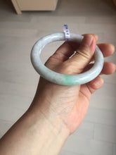 Load image into Gallery viewer, 59mm certified 100% natural type A light green/white/purple slim round cut jadeite jade bangle PC34-2674