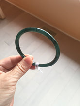 Load image into Gallery viewer, 59.5mm Certified Type A 100% Natural dark green/blue/gray Guatemala slim round cut Jadeite bangle BP200-5524