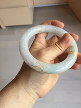 Load image into Gallery viewer, 59.2mm Certified 100% Natural type A light green/purple carved and golden-painted chubby round cut Jadeite Jade bangle PA167-4923