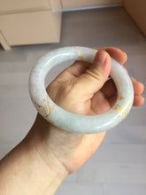 Load image into Gallery viewer, 59.2mm Certified 100% Natural type A light green/purple carved and golden-painted chubby round cut Jadeite Jade bangle PA167-4923