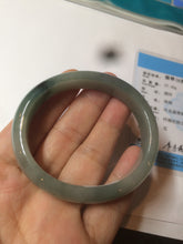 Load image into Gallery viewer, 49mm Certified Type A 100% Natural dark green/gray oval Jadeite Jade bangle AX4-2872