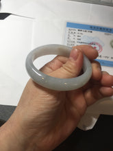 Load image into Gallery viewer, 47mm certified 100% natural Type A icy watery light green white oval jadeite jade bangle AU43-8151
