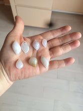 Load image into Gallery viewer, 100% natural type A jadeite jade icy watery Willow leaf/petal/peach pendant group AC79