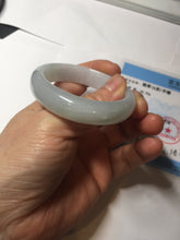 Load image into Gallery viewer, 47mm certified 100% natural Type A icy watery light green white oval jadeite jade bangle AU43-8151