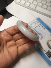 Load image into Gallery viewer, 47mm certified 100% natural Type A icy watery light green white oval jadeite jade bangle AU43-8151