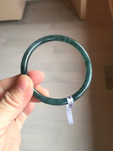 Load image into Gallery viewer, 56mm Certified Type A 100% Natural dark green/blue/gray Guatemala slim round cut Jadeite bangle BP197-2078