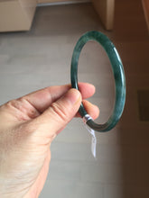 Load image into Gallery viewer, 56mm Certified Type A 100% Natural dark green/blue/gray Guatemala slim round cut Jadeite bangle BP197-2078