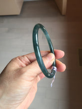 Load image into Gallery viewer, 56mm Certified Type A 100% Natural dark green/blue/gray Guatemala slim round cut Jadeite bangle BP197-2078