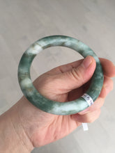 Load image into Gallery viewer, 59.5mm certified Type A 100% Natural dark green brown chubby round cut Jadeite Jade bangle BK141-5309