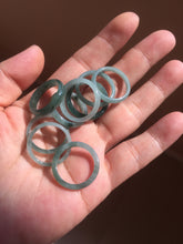 Load image into Gallery viewer, 17.7mm 7 1/2 100% natural type A icy watery green/blue icy watery Guatemala jadeite jade band ring group BP77