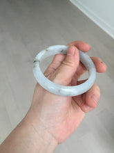 Load image into Gallery viewer, 57.7mm certificated Type A 100% Natural icy watery light green/white with dark green floating flowers Jadeite Jade bangle AD103-5251