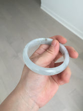 Load image into Gallery viewer, 57.7mm certificated Type A 100% Natural icy watery light green/white with dark green floating flowers Jadeite Jade bangle AD103-5251