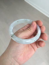 Load image into Gallery viewer, 57.7mm certificated Type A 100% Natural icy watery light green/white with dark green floating flowers Jadeite Jade bangle AD103-5251