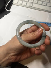 Load image into Gallery viewer, 53.4mm Certified Type A 100% Natural icy watery light green white roung cut jadeite Jade bangle AU51-8147