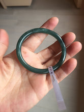 Load image into Gallery viewer, 50.5mm Certified Type A 100% Natural dark green/blue/gray Guatemala slim round cut oval Jadeite bangle BP196-2470