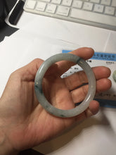 Load image into Gallery viewer, 53.4mm Certified Type A 100% Natural icy watery light green white roung cut jadeite Jade bangle AU51-8147