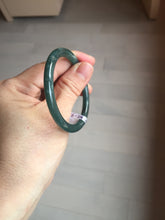 Load image into Gallery viewer, 50.5mm Certified Type A 100% Natural dark green/blue/gray Guatemala slim round cut oval Jadeite bangle BP196-2470