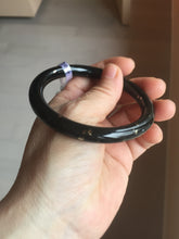 Load image into Gallery viewer, 58.5mm 100% Natural dark green/black meteorite Stellar Night sky round cut nephrite bangle HF105-8794