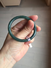 Load image into Gallery viewer, 50.5mm Certified Type A 100% Natural dark green/blue/gray Guatemala slim round cut oval Jadeite bangle BP196-2470