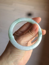 Load image into Gallery viewer, 53.7mm Certified Type A 100% Natural green/purple/white with green flying flower slim Jadeite Jade bangle K117