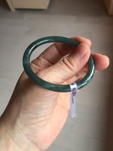 Load image into Gallery viewer, 50.5mm Certified Type A 100% Natural dark green/blue/gray Guatemala slim round cut oval Jadeite bangle BP196-2470