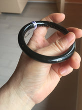 Load image into Gallery viewer, 58.5mm 100% Natural dark green/black meteorite Stellar Night sky round cut nephrite bangle HF105-8794