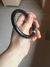 Load image into Gallery viewer, 58.5mm 100% Natural dark green/black meteorite Stellar Night sky round cut nephrite bangle HF105-8794
