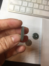 Load image into Gallery viewer, 21.6mm Type A 100% Natural oily dark green gray black(老油青) Jadeite Jade Safety Guardian Button donuts couple pendant PB196