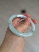 Load image into Gallery viewer, 53.7mm Certified Type A 100% Natural green/purple/white with green flying flower slim Jadeite Jade bangle K117