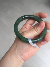 Load image into Gallery viewer, 56.3mm certified 100% Natural dark green black (碧玉) nephrite Jade bangle HT104-1584