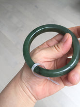 Load image into Gallery viewer, 56.3mm certified 100% Natural dark green black (碧玉) nephrite Jade bangle HT104-1584