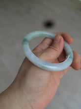 Load image into Gallery viewer, 53.7mm Certified Type A 100% Natural green/purple/white with green flying flower slim Jadeite Jade bangle K117