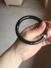 Load image into Gallery viewer, 58.5mm 100% Natural dark green/black meteorite Stellar Night sky round cut nephrite bangle HF105-8794