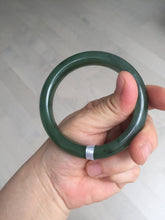 Load image into Gallery viewer, 56.3mm certified 100% Natural dark green black (碧玉) nephrite Jade bangle HT104-1584