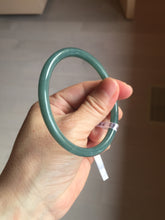 Load image into Gallery viewer, 59.5mm Certified Type A 100% Natural dark green/blue/gray Guatemala slim round cut Jadeite bangle BP194-2462