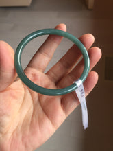 Load image into Gallery viewer, 59.5mm Certified Type A 100% Natural dark green/blue/gray Guatemala slim round cut Jadeite bangle BP194-2462