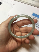 Load image into Gallery viewer, 52mm Certified Type A 100% Natural icy watery light green/dark green/black oval Jadeite bangle PD108-8546