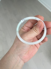 Load image into Gallery viewer, 51mm certified 100% natural type A icy watery light green/white slim oval round cut jadeite jade bangle AD105-8115