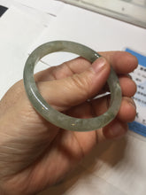 Load image into Gallery viewer, 52mm Certified Type A 100% Natural icy watery light green/dark green/black oval Jadeite bangle PD108-8546