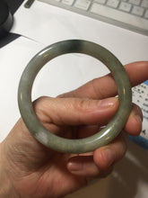 Load image into Gallery viewer, 54mm Certified Type A 100% Natural dark green gray round cut Jadeite bangle AU45-0896