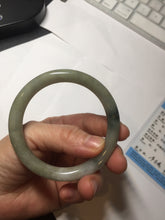 Load image into Gallery viewer, 54mm Certified Type A 100% Natural dark green gray round cut Jadeite bangle AU45-0896