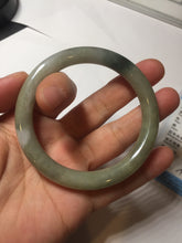 Load image into Gallery viewer, 54mm Certified Type A 100% Natural dark green gray round cut Jadeite bangle AU45-0896
