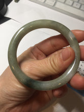 Load image into Gallery viewer, 54mm Certified Type A 100% Natural dark green gray round cut Jadeite bangle AU45-0896