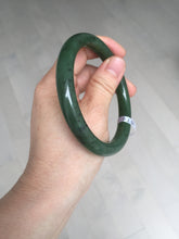 Load image into Gallery viewer, 61.5mm certified 100% Natural dark green black (碧玉) round cut nephrite Jade bangle HT105-1579