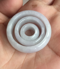 Load image into Gallery viewer, 33.6/23.5/14.7mm Type A 100% Natural light purple white Jadeite Jade concentric circle safety Guardian ring pendant set BK113