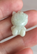 Load image into Gallery viewer, Type A 100% Natural light green jadeite jade cat kitty pendant BG43